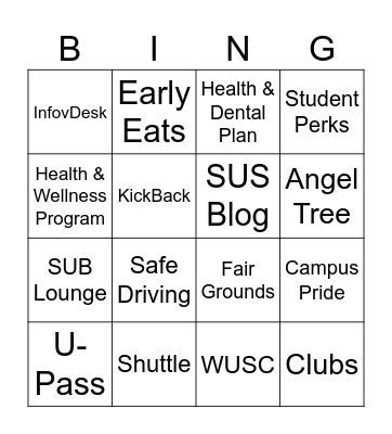 SUS Bingo Card