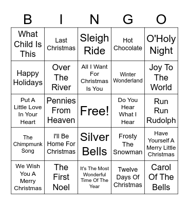 Christmas Music BINGO Card
