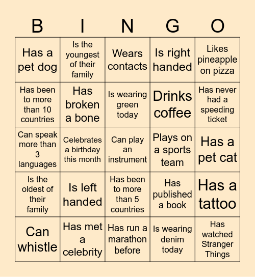 Find the Coworker Bingo Card