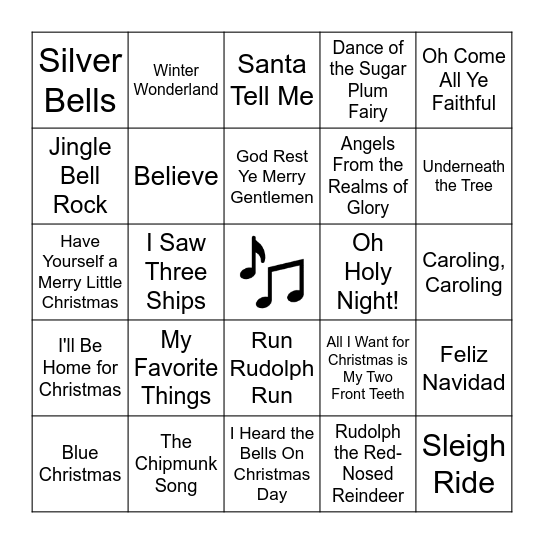 Christmas Music Bingo Card