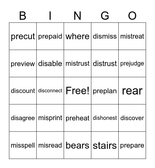 3.4 Bingo Card