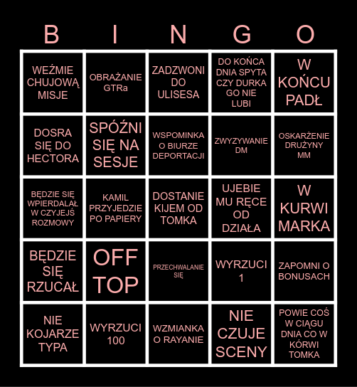 KAMIL ODJEBAŁ Bingo Card