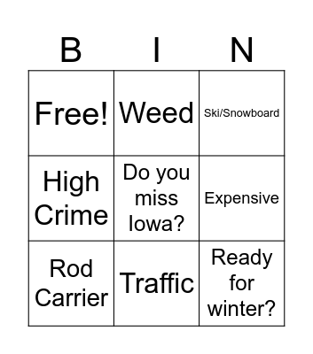 Colorado Bingo Card
