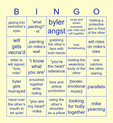 Byler Stranger Things 5 Vol. 1 Bingo Card
