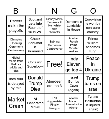2026 Bingo Card