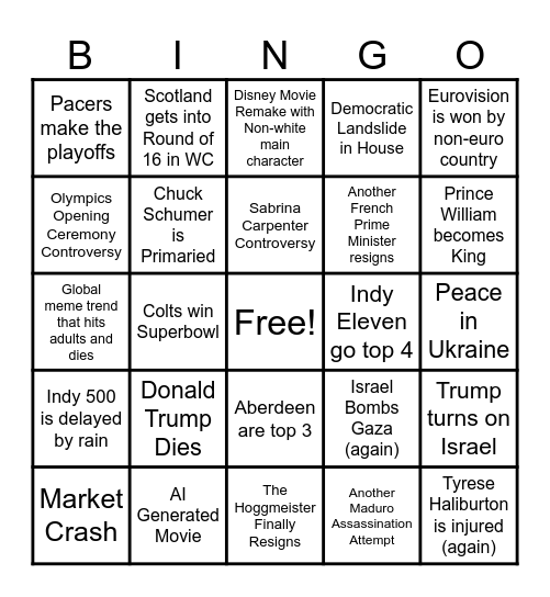 2026 Bingo Card