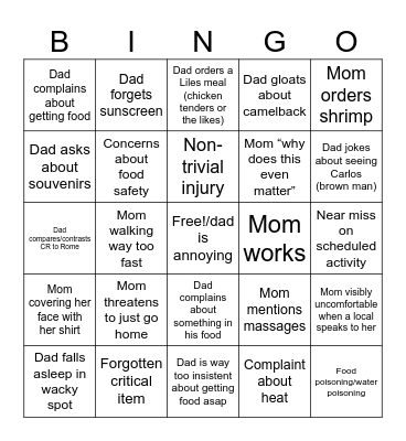 Costa Rica bingo Card