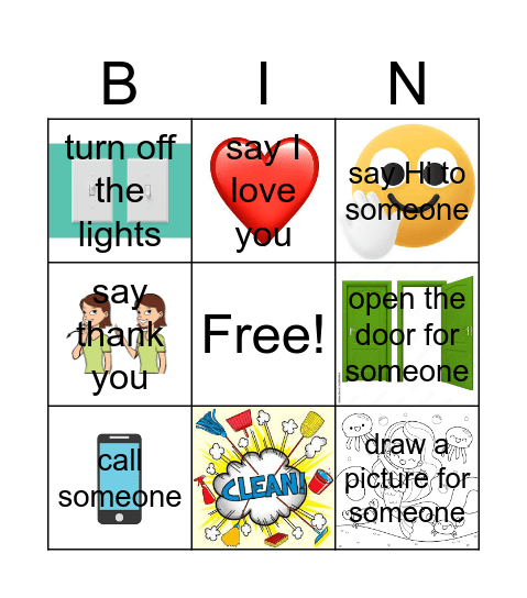Kindness Bingo Card
