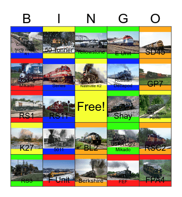 Heritage Railroads that I would like to visit with Carmen before I head to Culver's one day Bingo Card