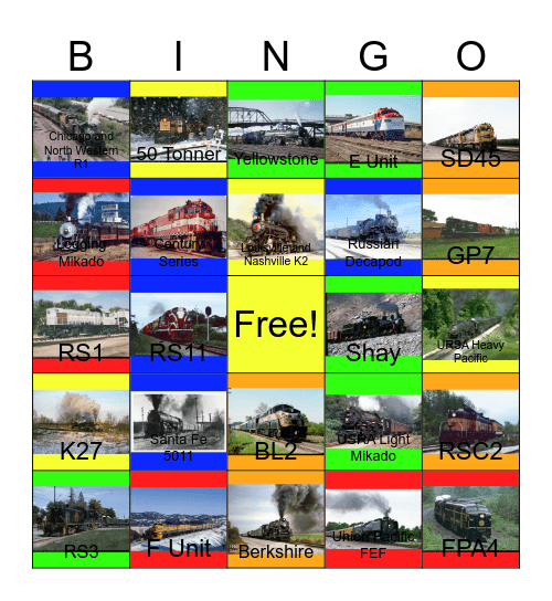 Heritage Railroads that I would like to visit with Carmen before I head to Culver's one day Bingo Card