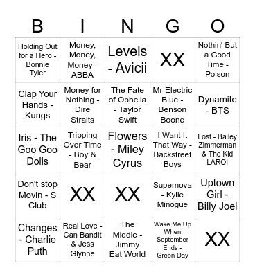 Music Bingo Card