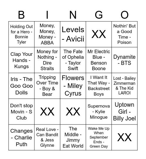 Music Bingo Card