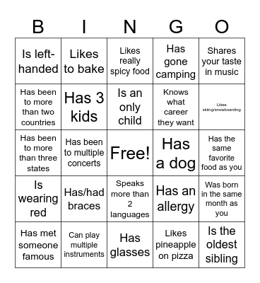 Icebreaker Bingo: Find Someone Who Bingo Card