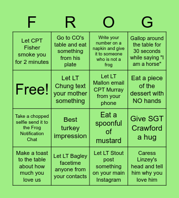 Thanksgiving Frogs Bingo Bash Bingo Card