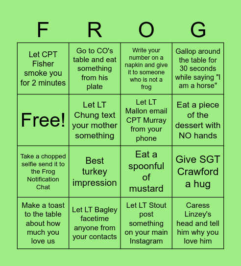 Thanksgiving Frogs Bingo Bash Bingo Card