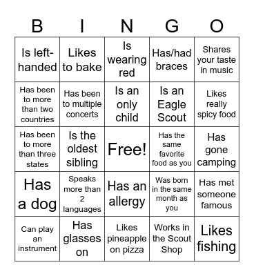 Icebreaker Bingo: Find Someone Who Bingo Card