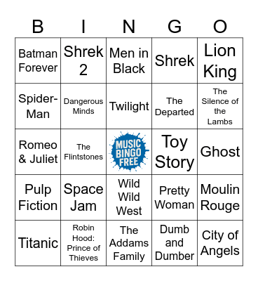 Hit 90's - 00's Movies Songs Bingo Card