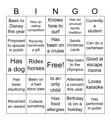 Icebreaker Bingo: Find Someone Who Bingo Card