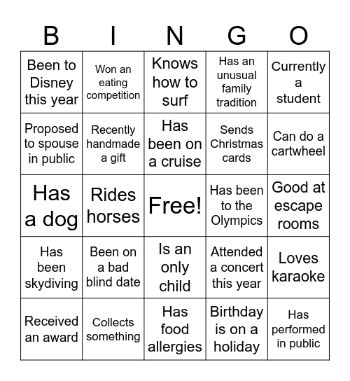 Icebreaker Bingo: Find Someone Who Bingo Card