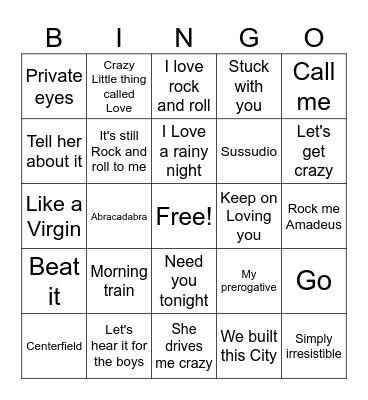80s part 2 Bingo Card
