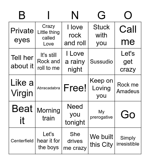 80s part 2 Bingo Card