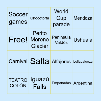 Bingo de Argentina Bingo Card