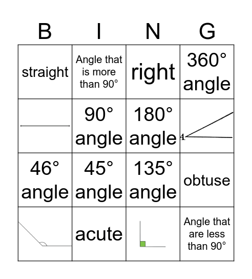 Angle Bingo Card