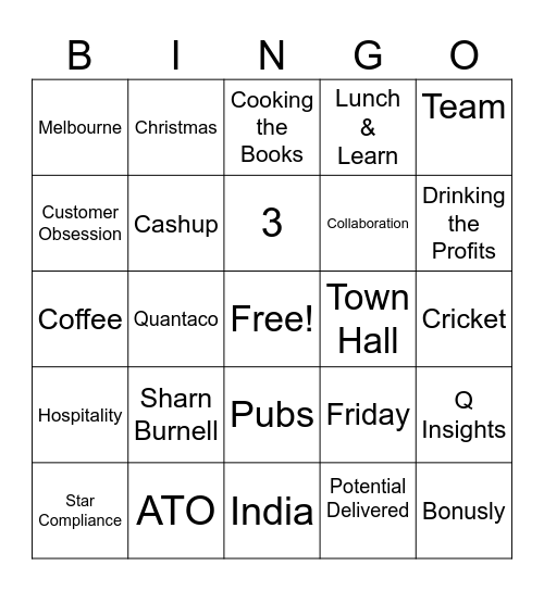 Friday Catch up Bingo Card