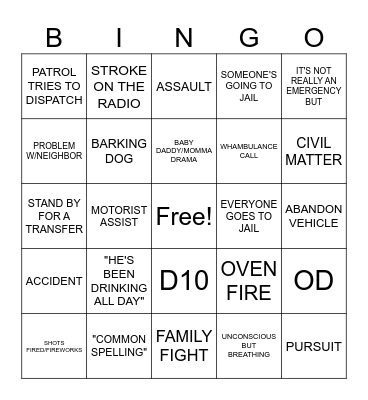 THANKSGIVING DISPATCH STYLE Bingo Card