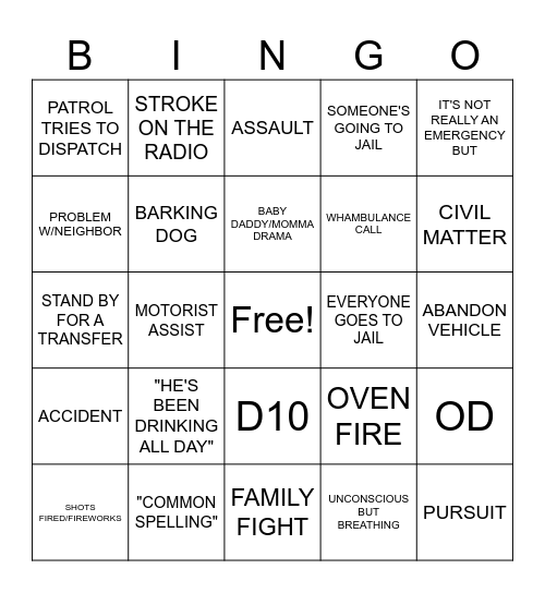 THANKSGIVING DISPATCH STYLE Bingo Card