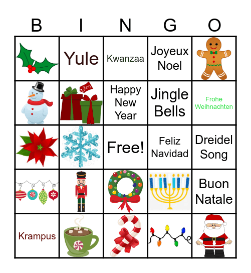Holiday Squares Bingo Card