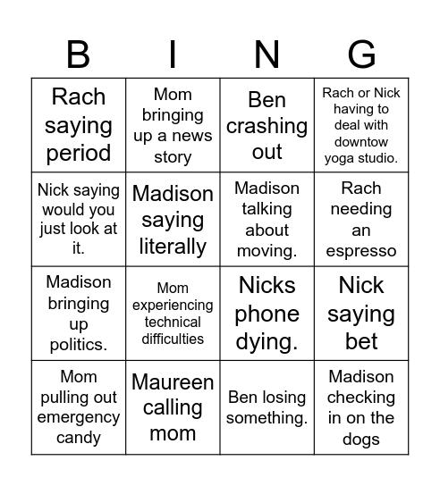 Family bingo Card