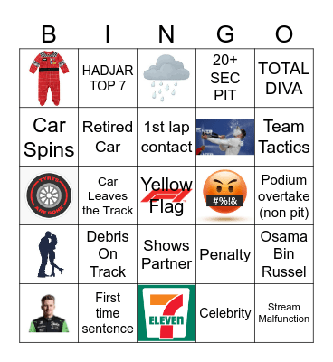 F1 Bingo Card