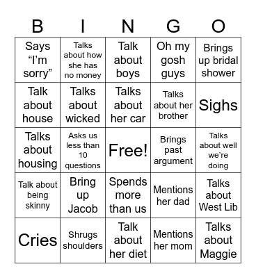Mandy Bingo Card