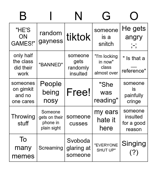 Svoboda block bingo Card