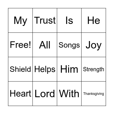 Psalm 128:9 Bingo Card