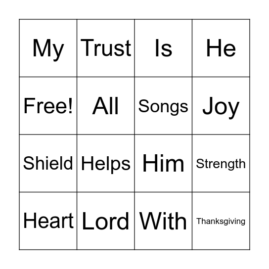 Psalm 128:9 Bingo Card