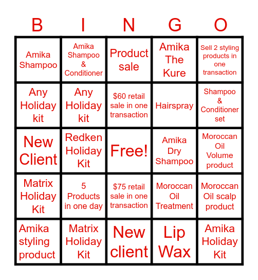Station 5 Salon Bingo Card