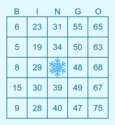 Holiday Bingo Card