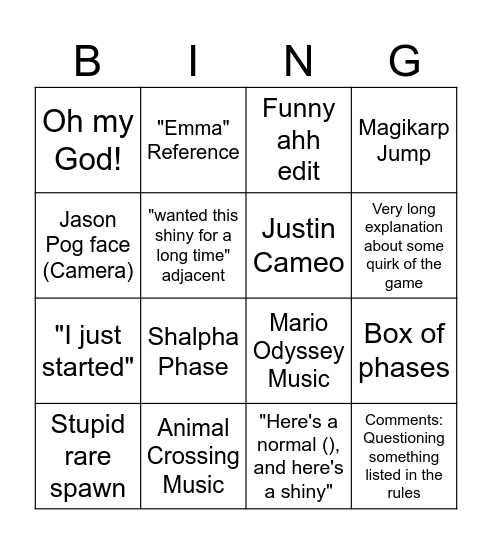 Jason Videos Bingo Card
