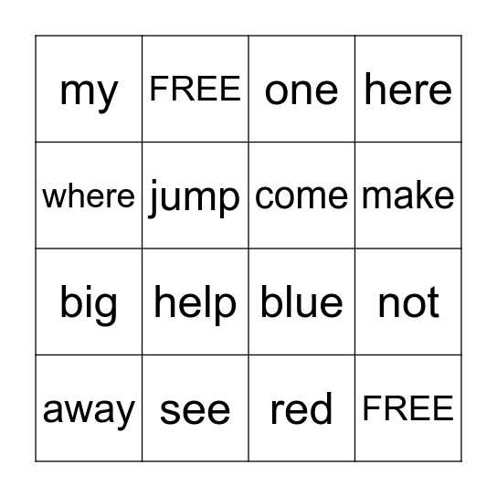 Sight words 2 and 3 Bingo Card