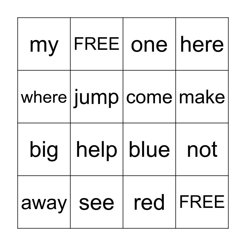 Sight words 2 and 3 Bingo Card