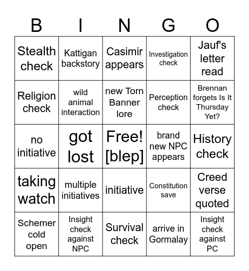 Finding A Black Cat In The Dark [Critical Role 4.07] Bingo Card