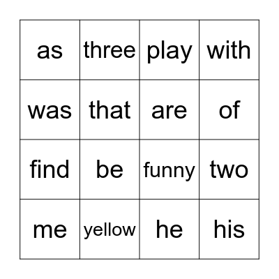 Sight words 4 and 5 Bingo Card