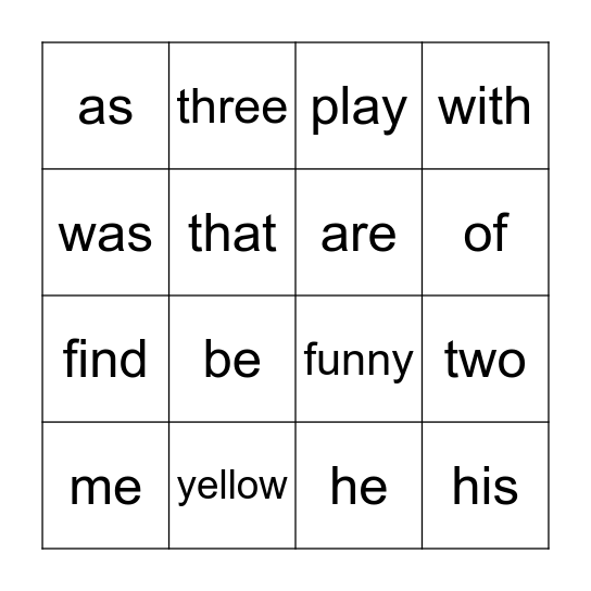 Sight words 4 and 5 Bingo Card