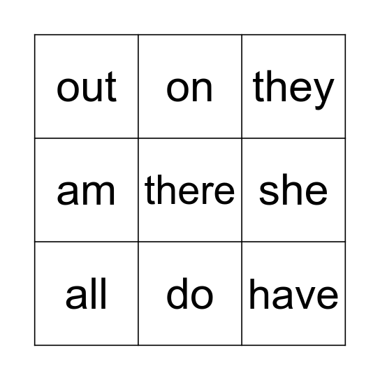Sight words 6 Bingo Card