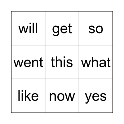 Sight words 7 Bingo Card