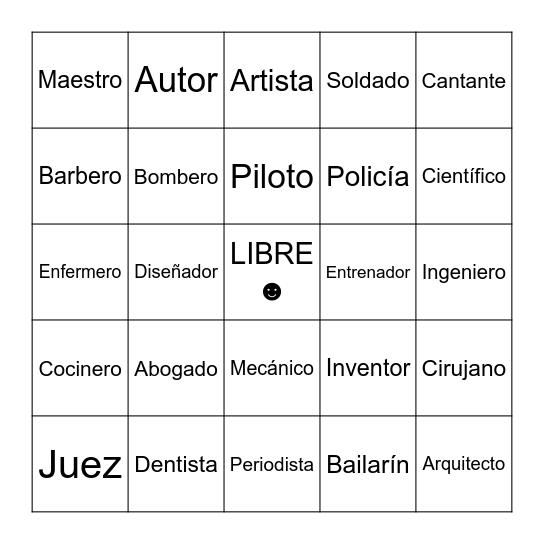 Career Day Bingo Card