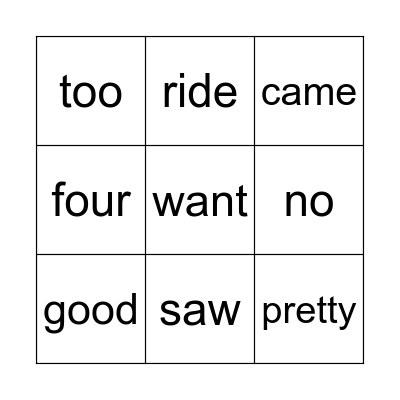 Sight words 8 Bingo Card