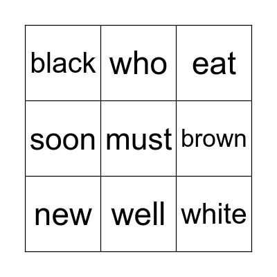 Sight words 9 Bingo Card